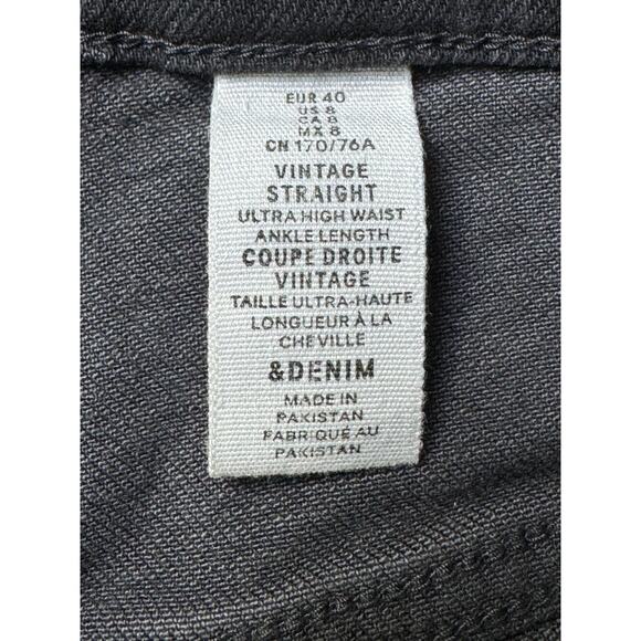 H&M Vintage Straight Ultra High Waist Ankle Washed Black Jeans 8 - Picture 6 of 7